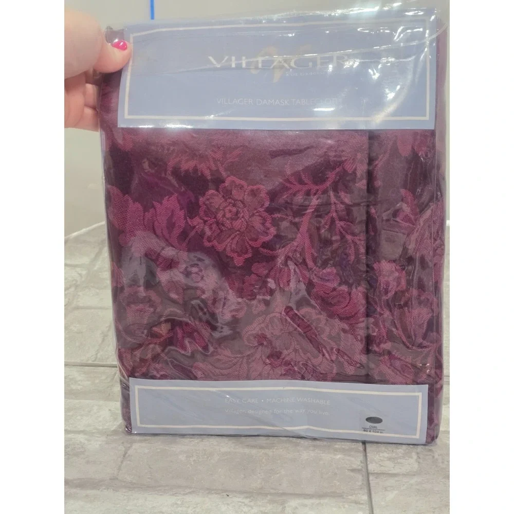 Vintage Liz Claiborne Burgundy Red Villager Damask Oval 60x104